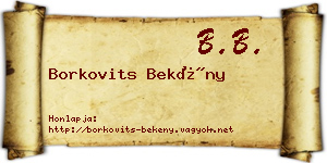 Borkovits Bekény névjegykártya